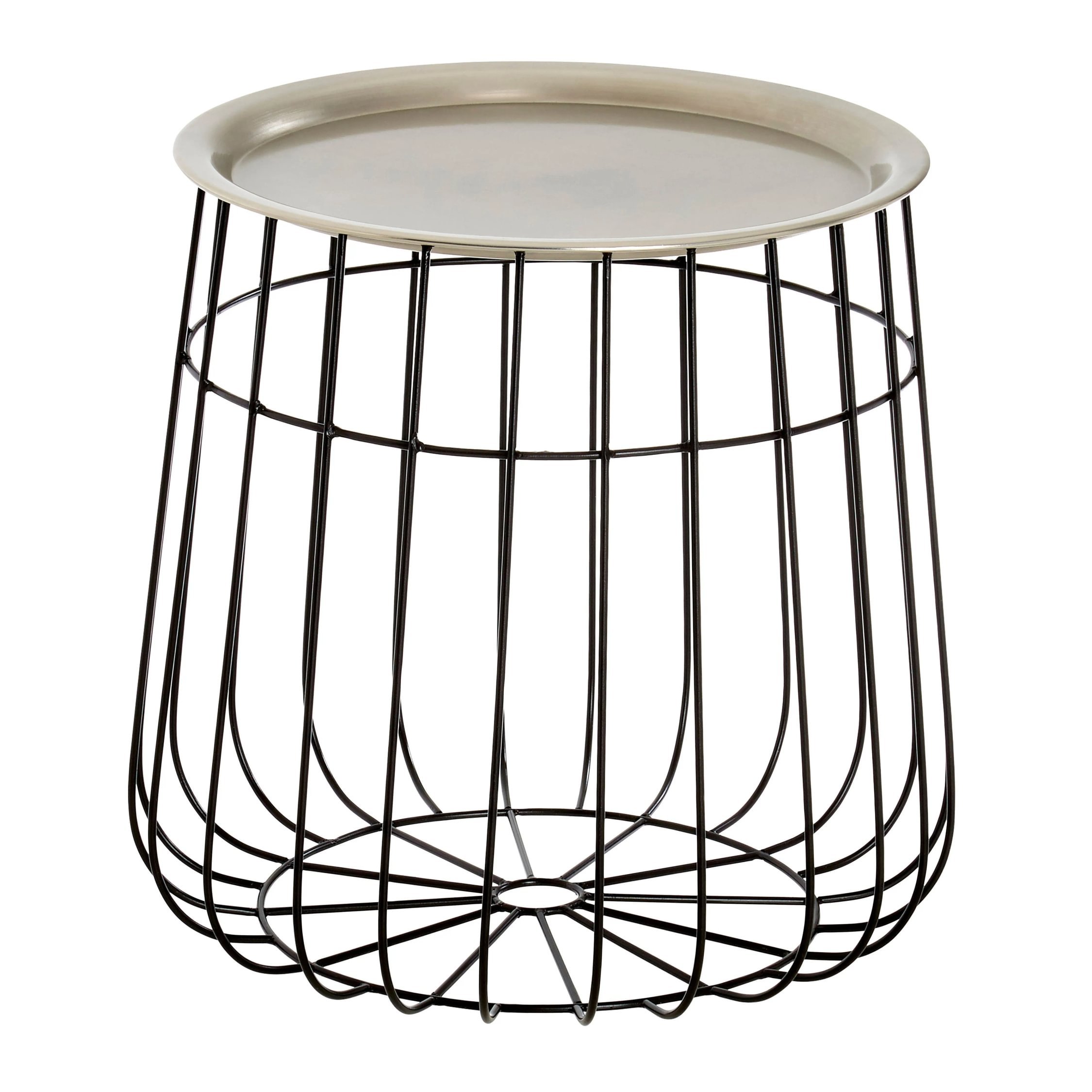 Orsina Metal Wire Detail Side Table - Black and Silver - Image 2
