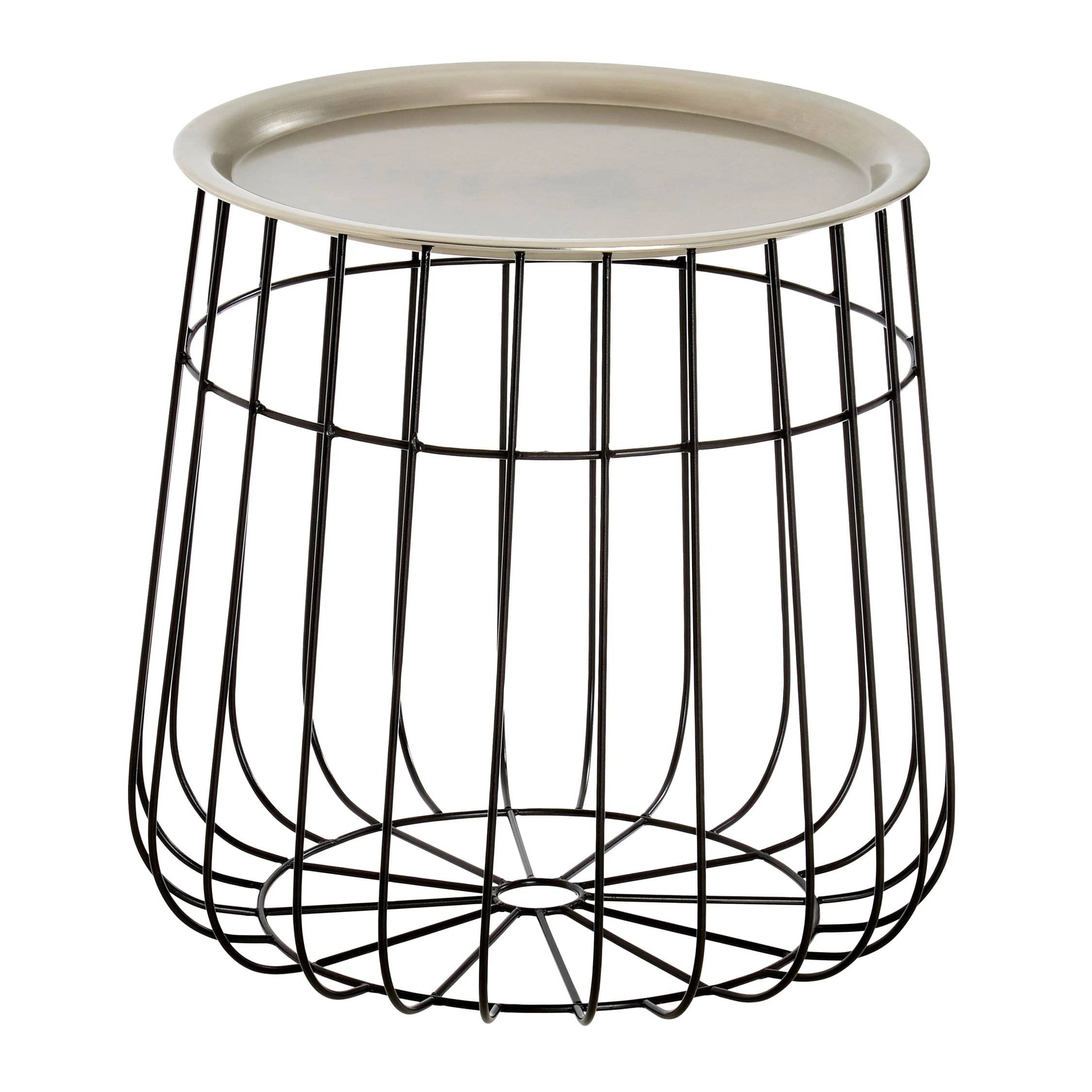 Orsina Metal Wire Detail Side Table - Black and Silver - Image 2