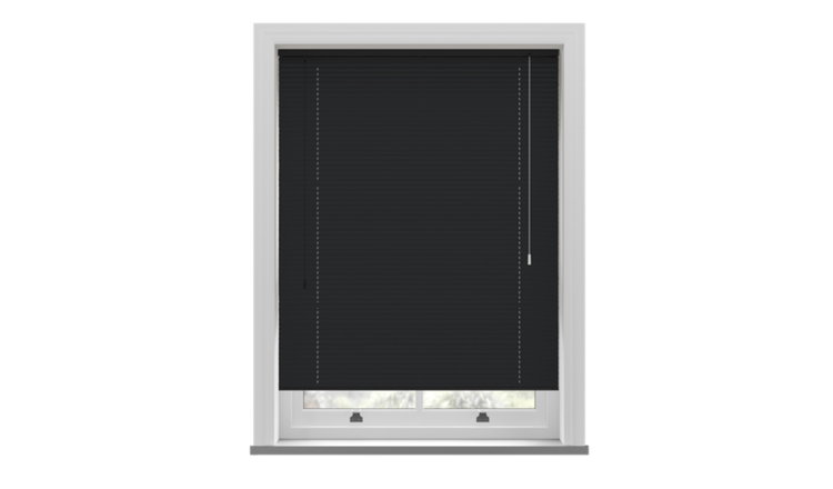 New Edge Blinds Black PVC Venetian Blind 25mm Slats - 80cm x 152cm