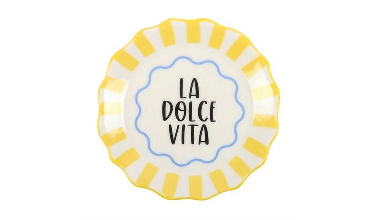 Something Different La Dolce Vita Contrast Striped Trinket Dish - Yellow & White