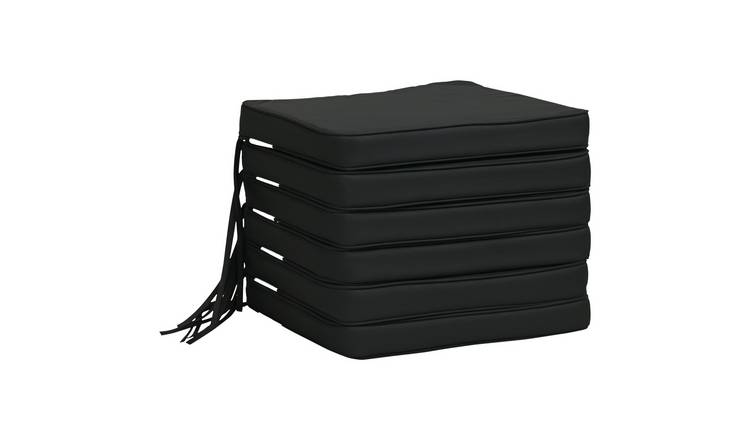 Outsunny Set of 6 Outdoor Chair Cushions for Dining Chair - Black