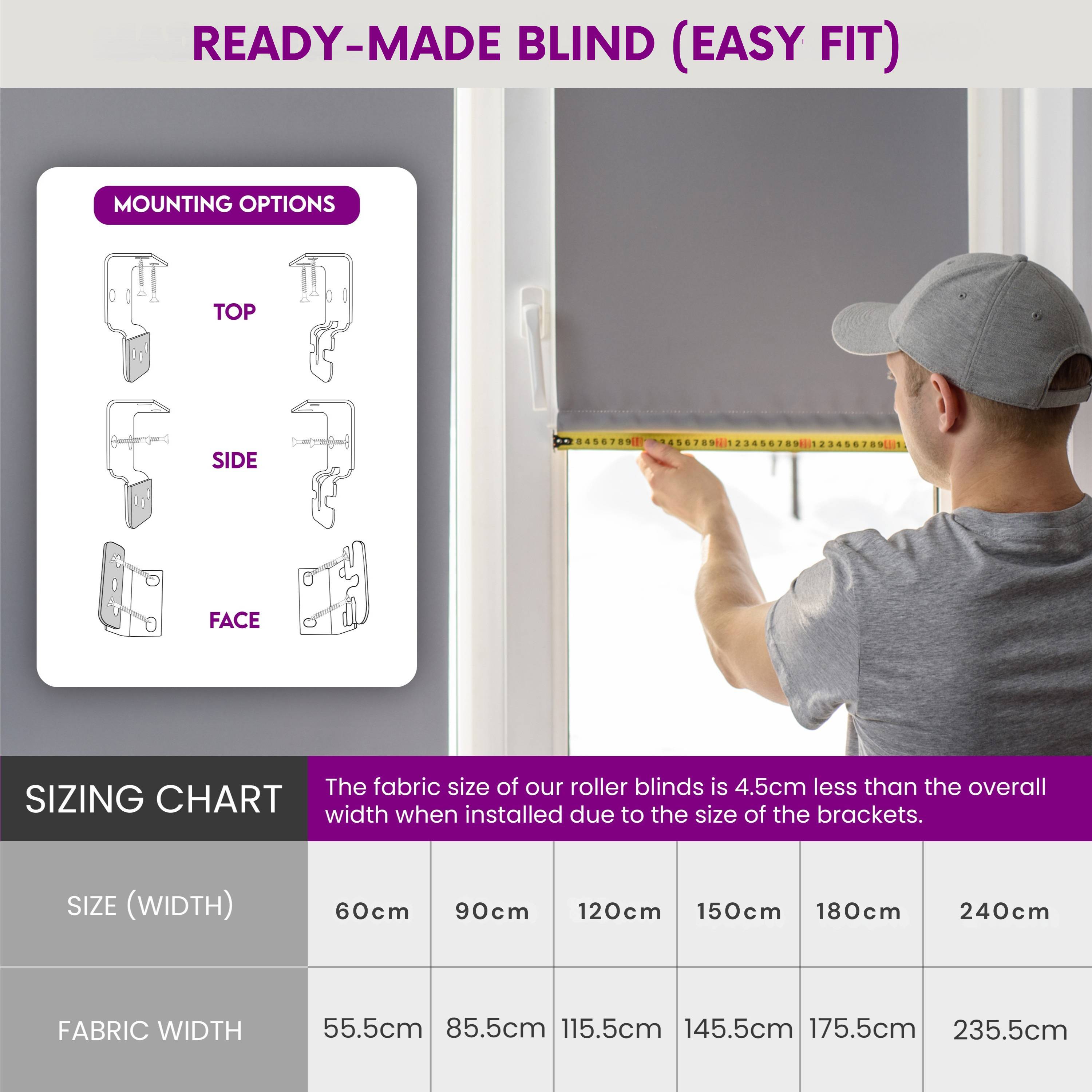 Furnished Dark Grey Blackout Roller Blind with Metal Fittings - 60 x 165cm - Image 2