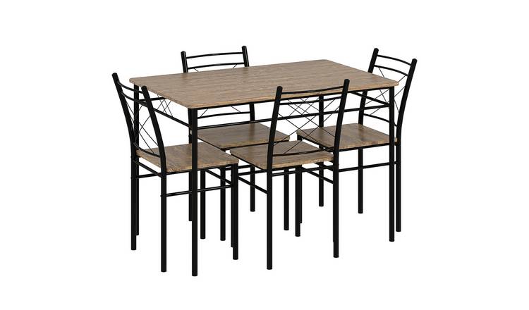 HOMCOM Rectangular Space Saving Dining Table and 4 Chairs - Oak