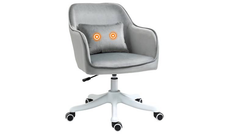 Vinsetto Makeup Vanity Chair with Massage Lumbar Pillow - Grey