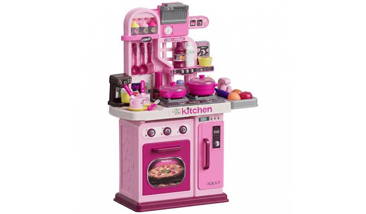 AIYAPLAY 33 Pcs Lights Sounds Kids Play Kitchen - Pink