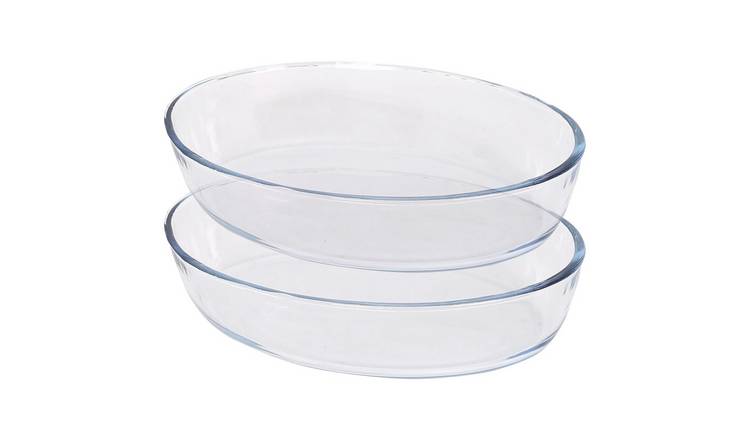Argon Tableware Oval Glass Oven Dishes - 35cm x 24cm - Pack of 2