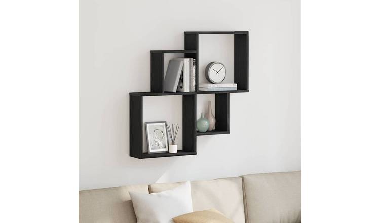 Walplus Engineered Wood Wall Shelf - Dark Oak - 80 x 15 x 78.5 cm