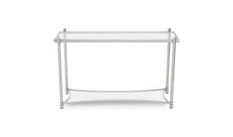 Orsina Ackley Console Table with Glass Top – Silver & Clear