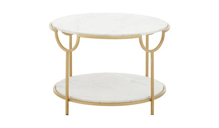 Orsina Marble Two Tier Side Table - White and Gold