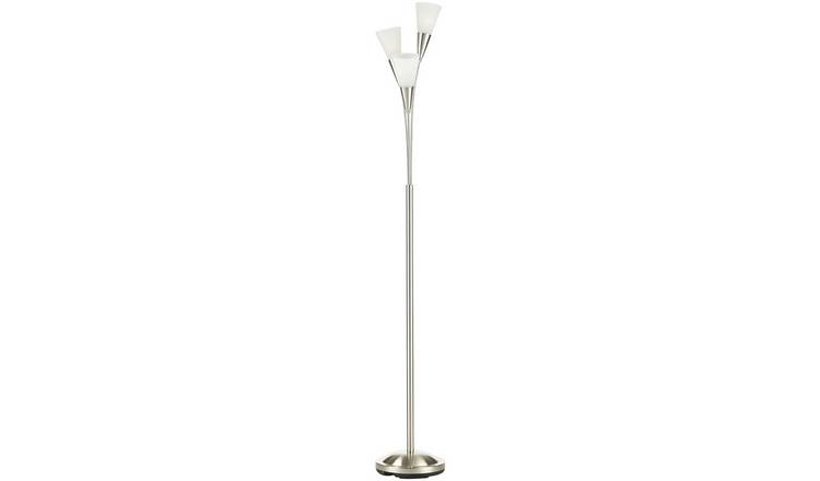 HOMCOM 3-Light Steel And Glass Floor Lamp - Nickel