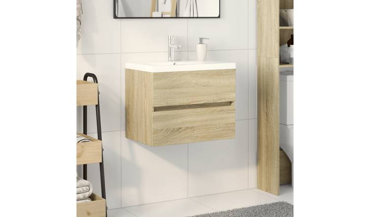 Walplus 2 Piece Bathroom Furniture Set - Sonoma Oak - 60 x 38.5 x 45 cm