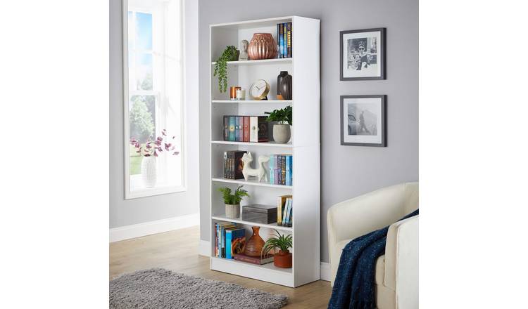 Home Source Clara 6 Shelf Deep Bookcase - White