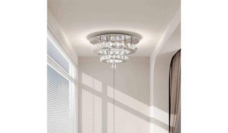 Living and Home 30W Crystal LED Ceiling Light - Chrome