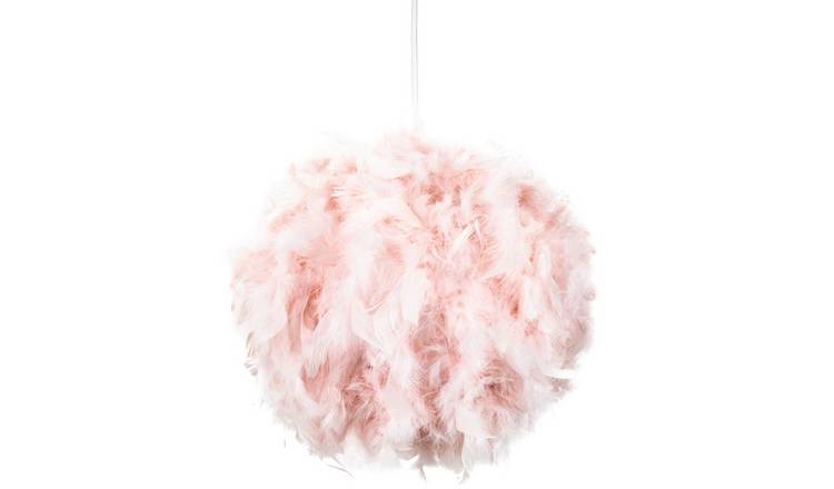 Happy Homewares Pink Genuine Feather Decorated Pendant Shade - 25cm