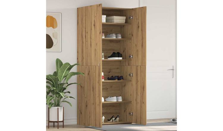 Walplus Engineered Wood Shoe Cabinet - Brown - 80 x 35.5 x 180 cm