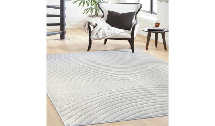 Mega Flooring White Modern Abstract Rug - 120 x 170cm