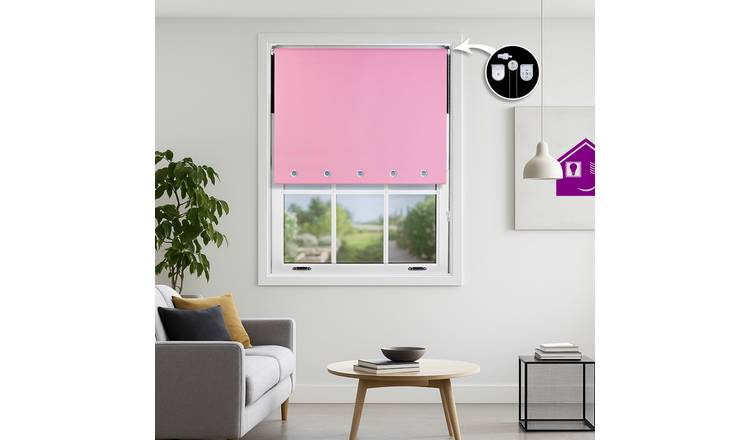 Furnished Pink Blackout Roller Blind Round Eyelets - 50 x 165cm