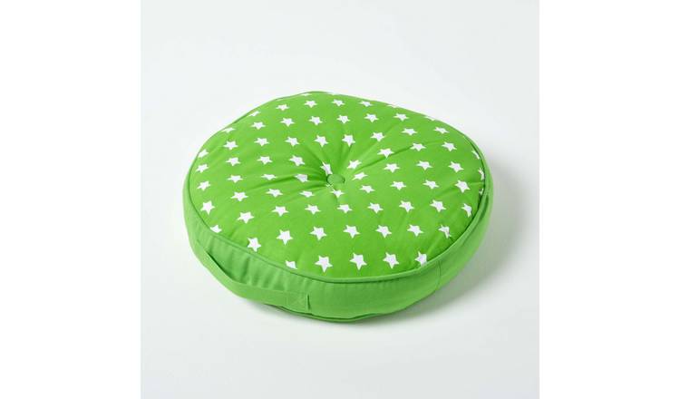 Homescapes Stars Round Floor Cushion - Green