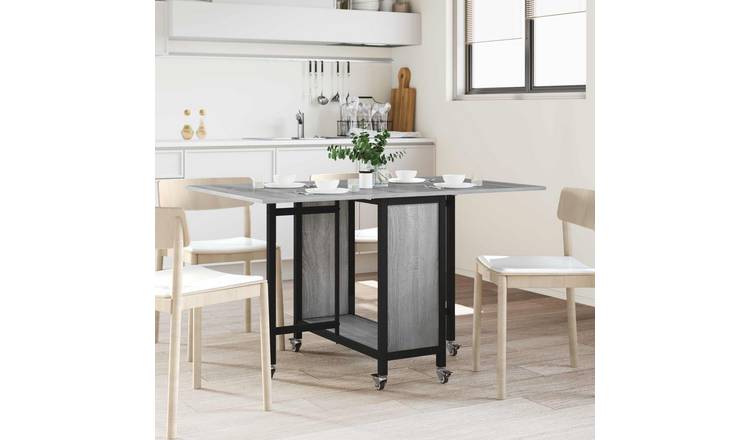 Walplus 1 Shelf Folding Dining Table Living Room - Black - 130 x 80 x 76.5 cm
