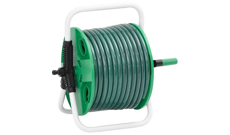 Walplus Free Standing Hose Reel with Hose - Green - 40 x 30 x 41 cm