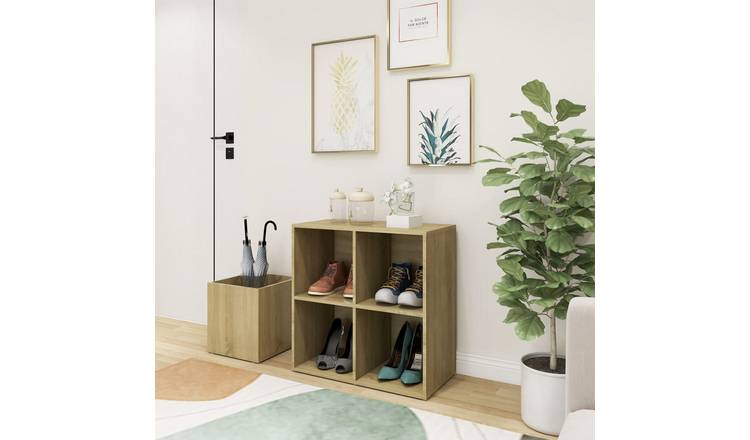 Walplus Engineered Wood Shoe Cabinet - Sonoma Oak - 105 x 35.5 x 70 cm