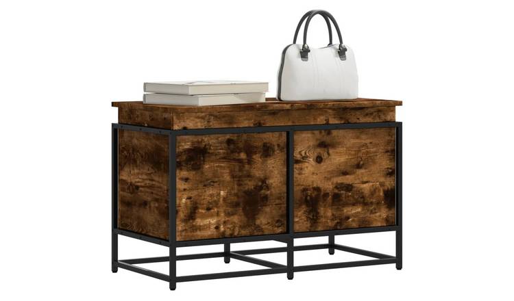 Walplus Storage Box with Lid Smoked Engineered - Smoked Oak - 80 x 40 x 51.5 cm