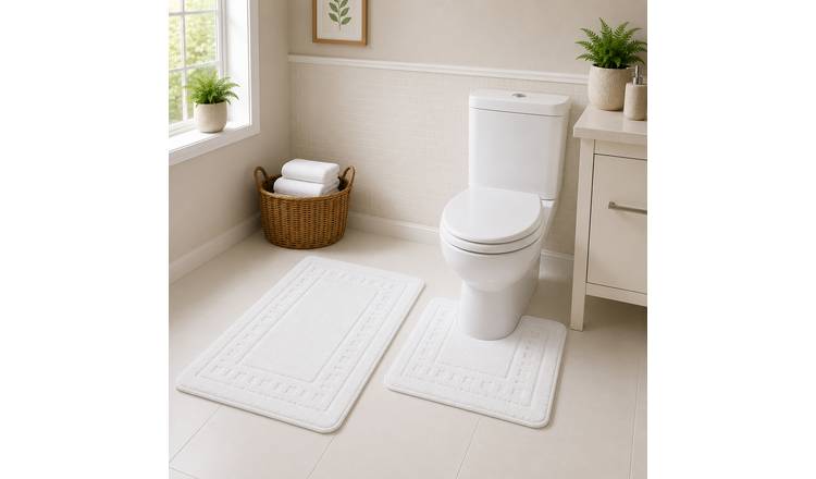 New Edge Blinds Miami Bath Mat & Pedestal Set - White