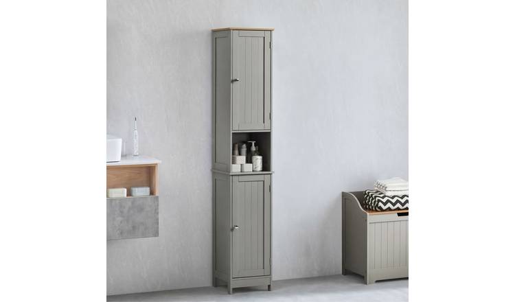 Bath Vida Priano 2 Door Tall Bathroom Cabinet - Grey
