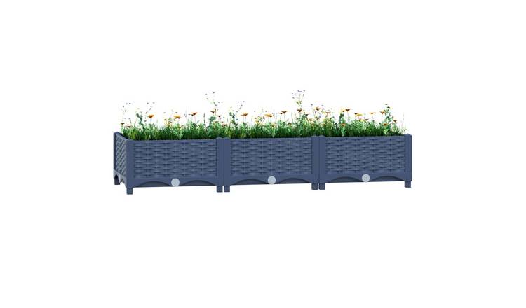 Walplus Polypropylene Raised Garden Bed - Blue Grey - 120 x 40 x 23 cm