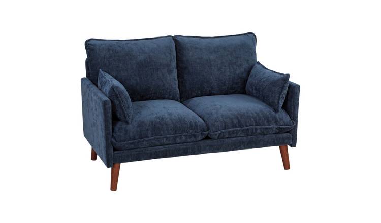 HOMCOM 2 Seater Velvet Modern Sofa with Spring Cushions - Blue