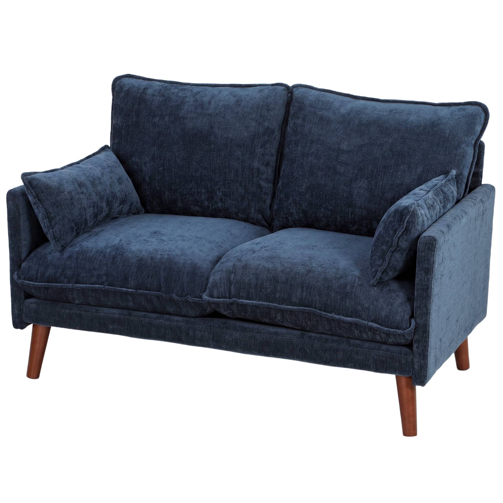 HOMCOM 2 Seater Velvet Modern Sofa with Spring Cushions - Blue - Image 2