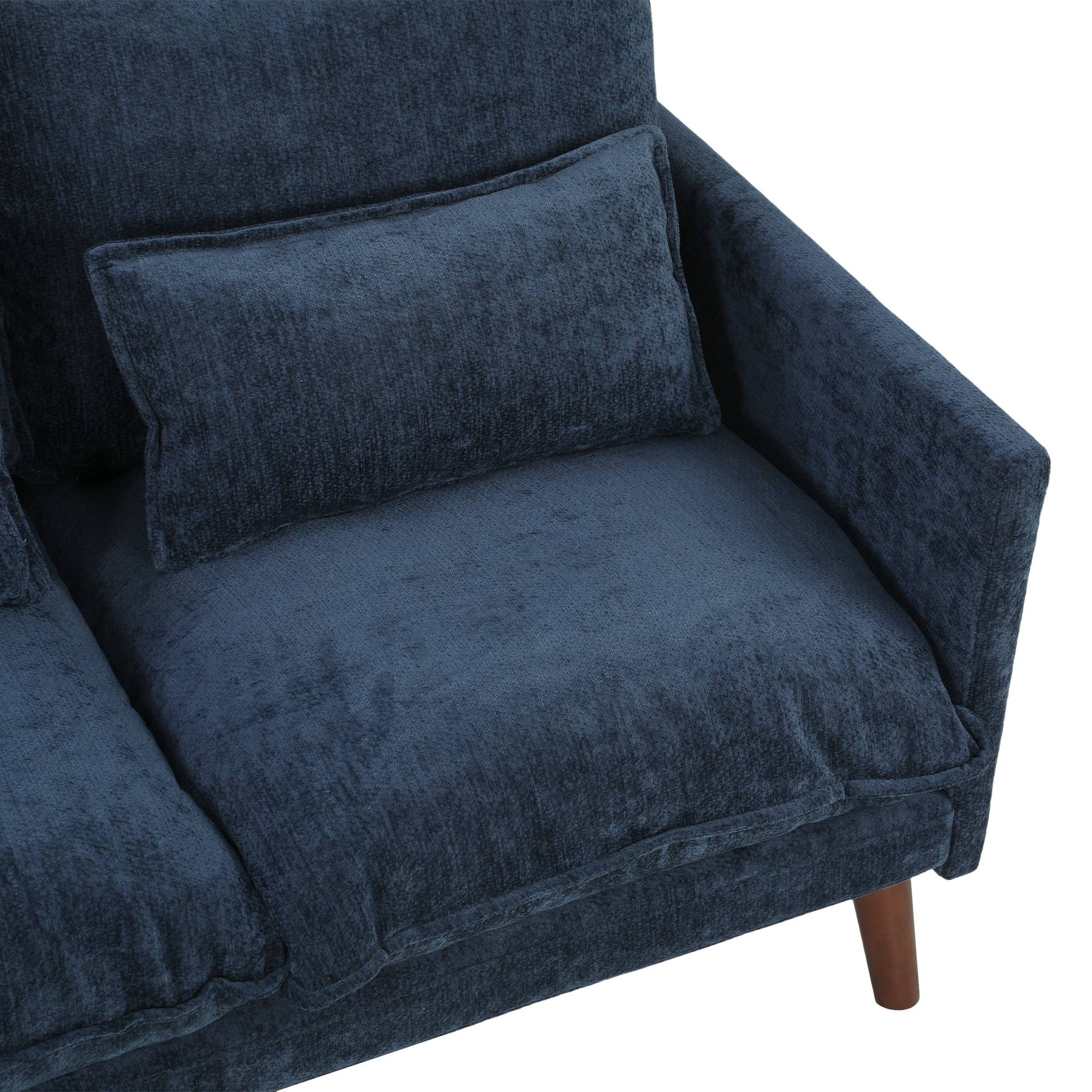 HOMCOM 2 Seater Velvet Modern Sofa with Spring Cushions - Blue - Image 5