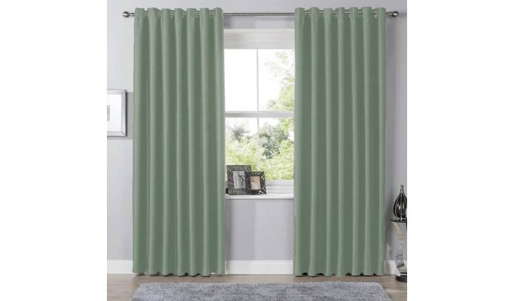 New Edge Blinds Sage Green Blackout Eyelet Curtains - 167cm x 229cm