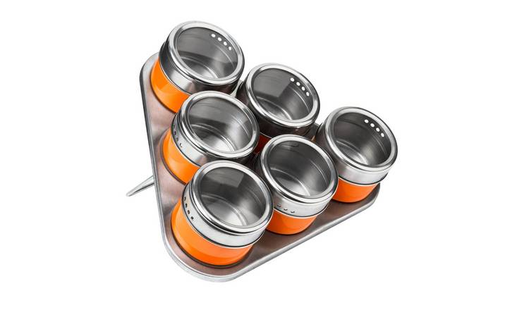 Orsina Magnetic Spice Jars With Triangular Tray – Orange