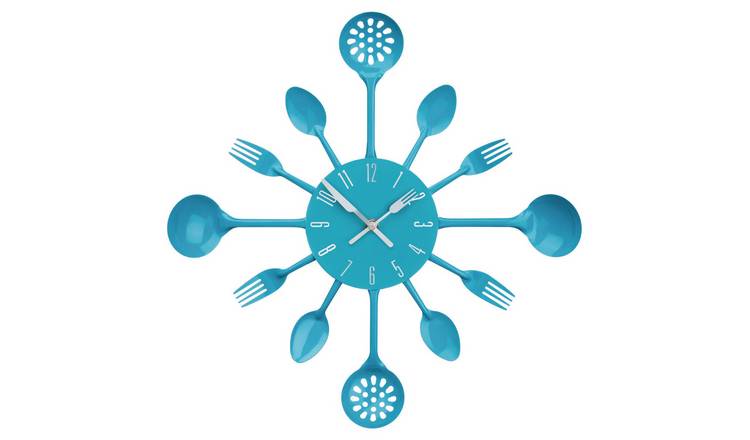 Orsina Romero 33cm Cutlery Metal Wall Clock - Blue