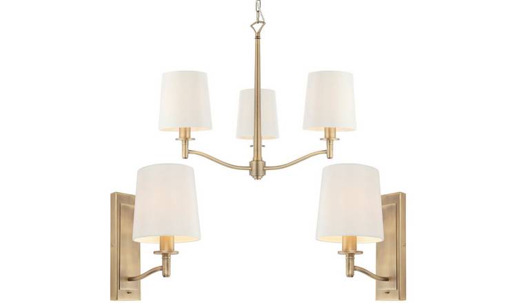 Loops Direct 62cm Diameter Steel Pendant and Wall Lights - Matt Antique Brass