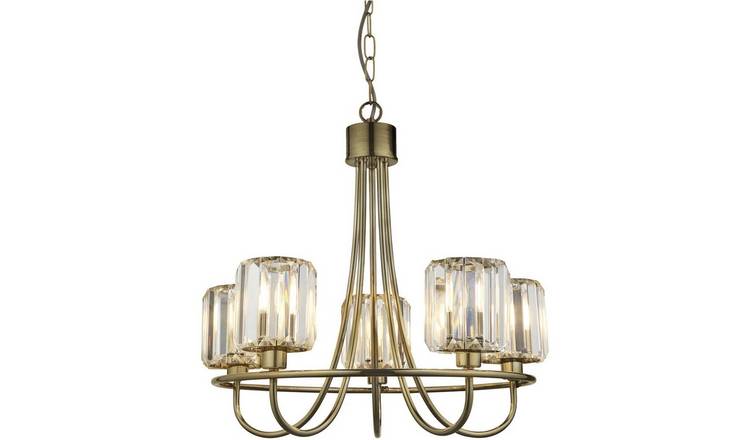 Loops Direct 51cm Diameter Steel and Glass Pendant Light - Antique Brass