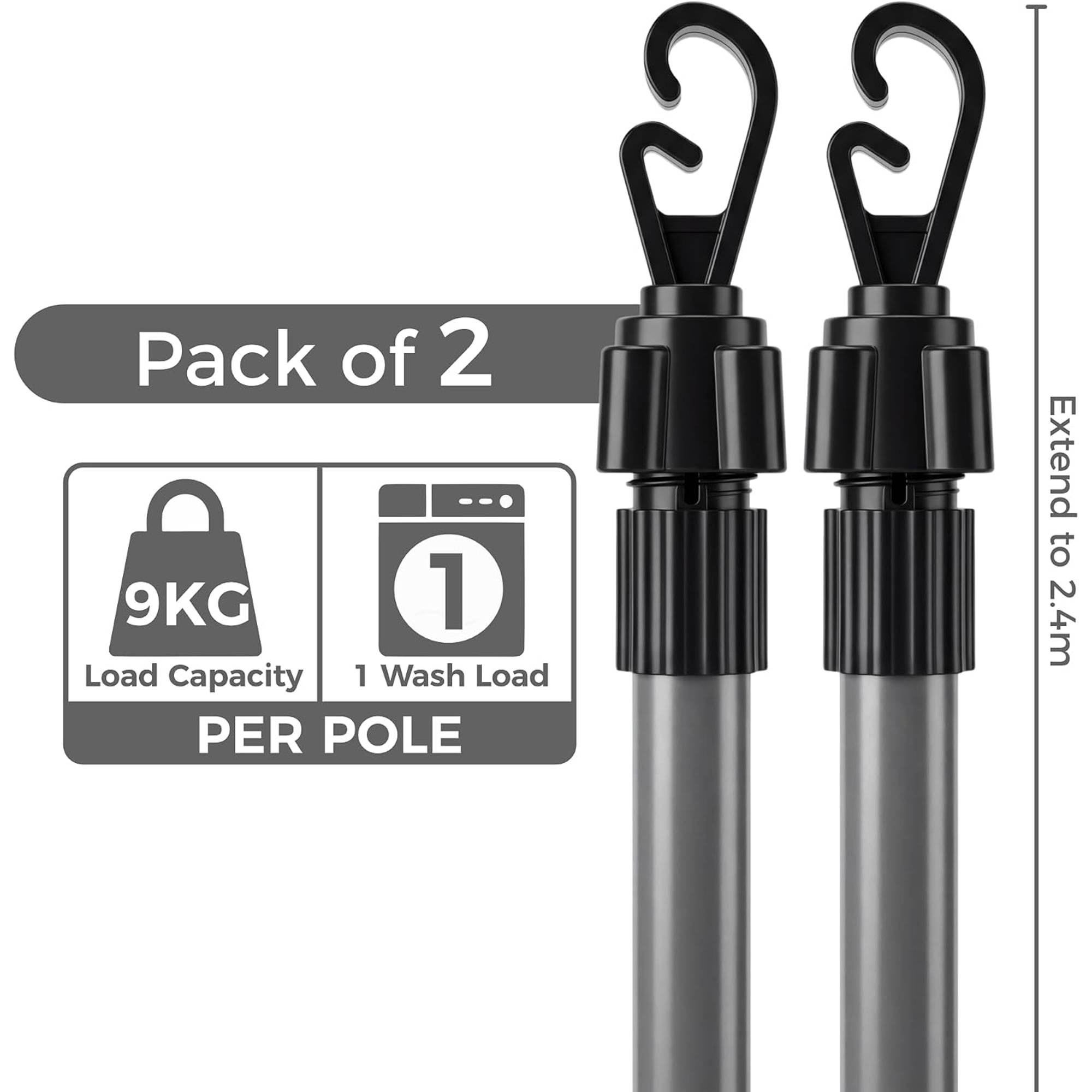Vivo Technologies 2.4m Pack of 2 Washing Line Prop - Silver - Image 3