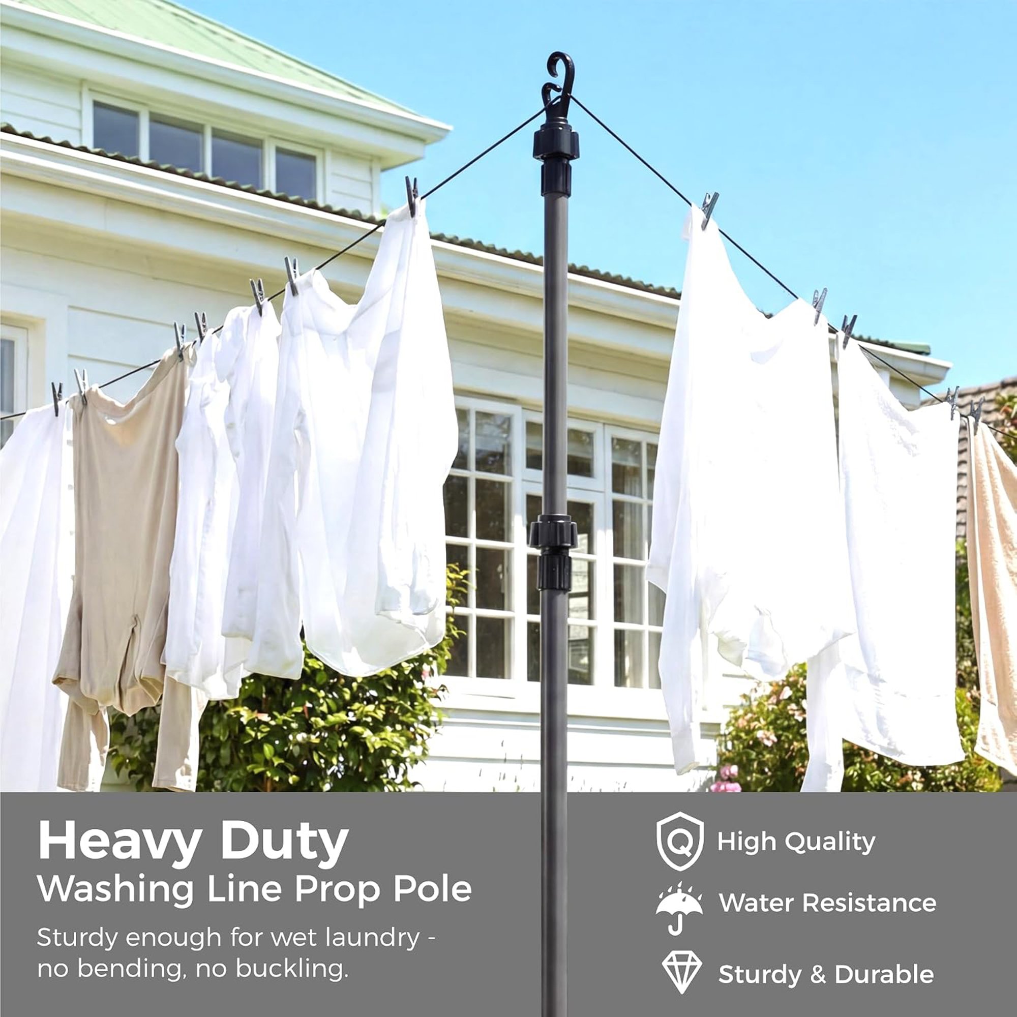 Vivo Technologies 2.4m Pack of 2 Washing Line Prop - Silver - Image 5