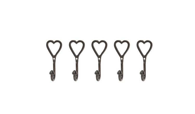 Hammer & Tongs Single Heart Hook - Black - Pack of 5