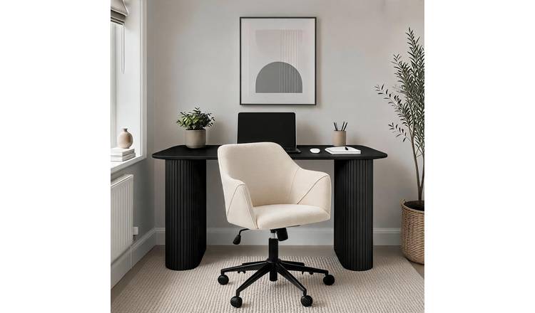 Home Source Monroe Desk & Lumera Adjustable Chair Set – Black & Ivory