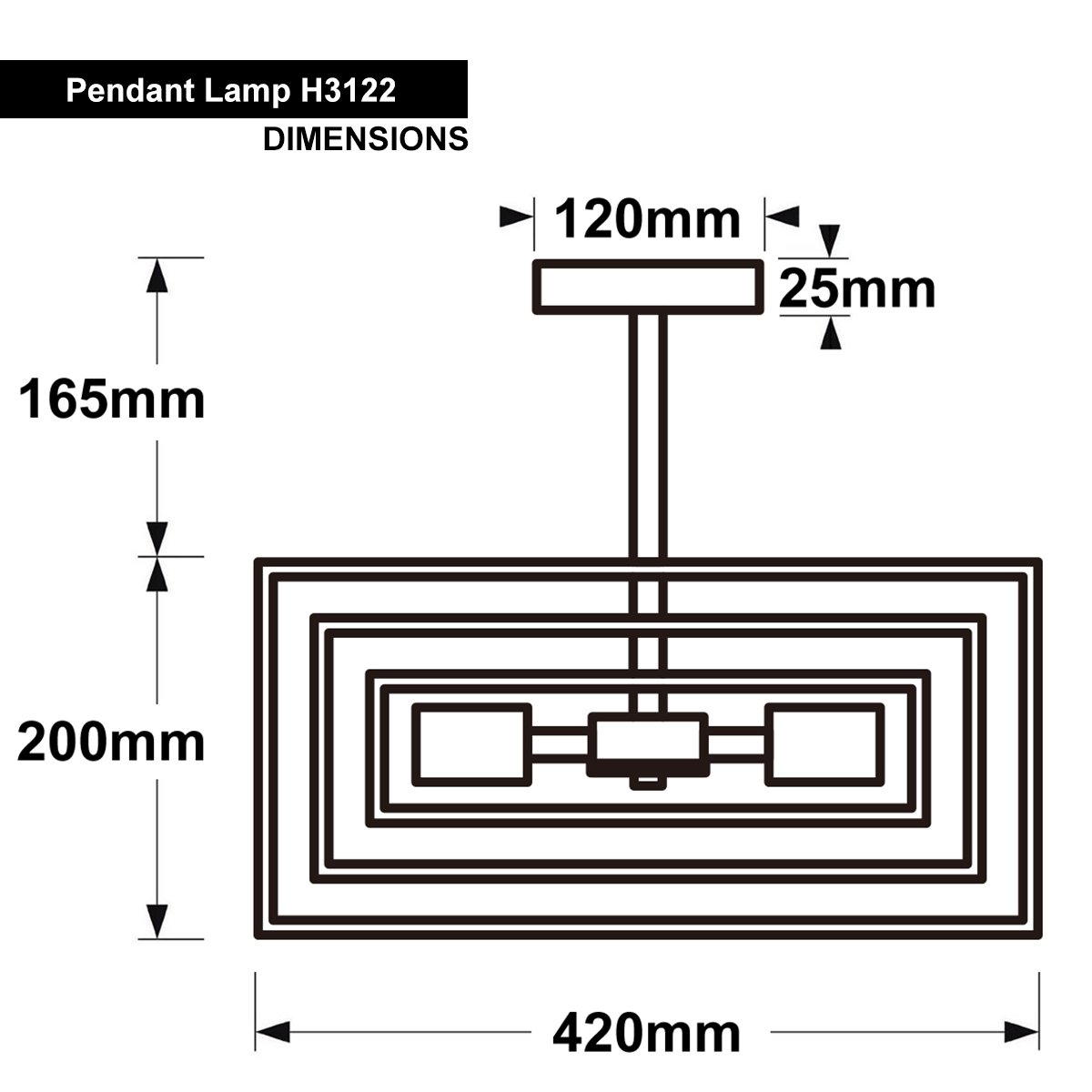Energy Light Bulbs 3 Light Metal Frame Semi Flush Ceiling Light - Black - Image 2