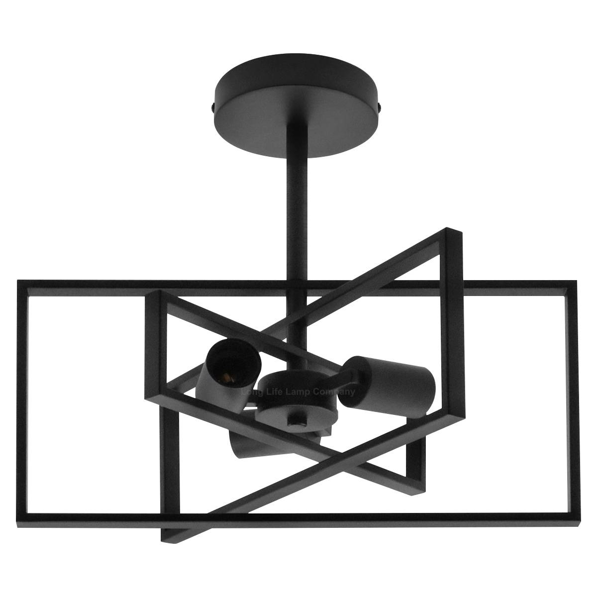 Energy Light Bulbs 3 Light Metal Frame Semi Flush Ceiling Light - Black - Image 3
