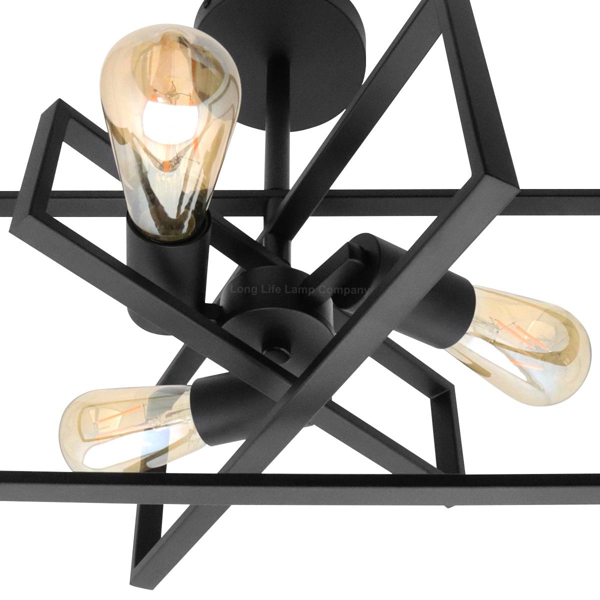 Energy Light Bulbs 3 Light Metal Frame Semi Flush Ceiling Light - Black - Image 4