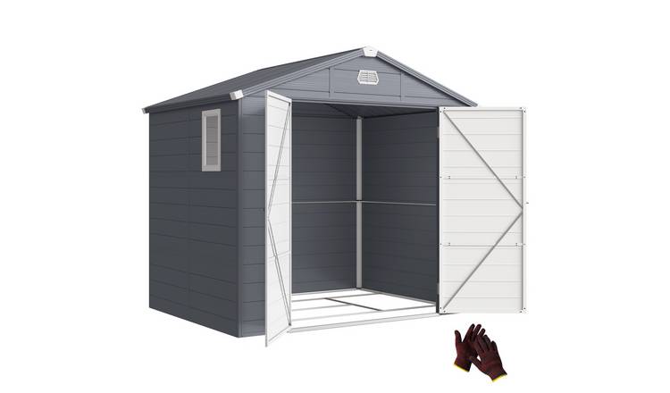 Outsunny Garden Shed with Foundation Kit Outdoor Storage - Grey
