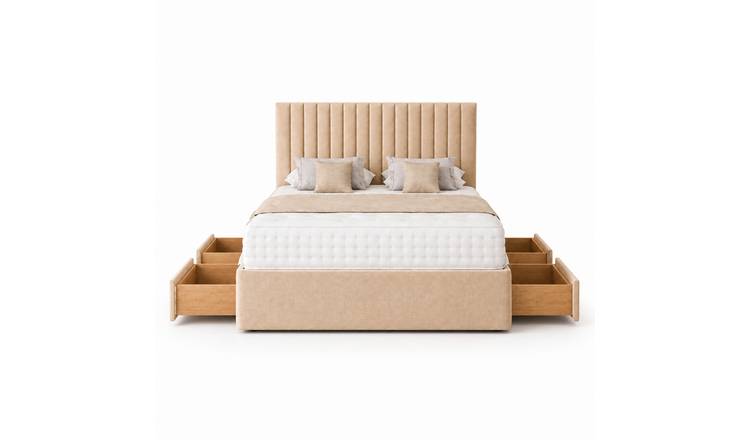 Comfy Deluxe 4ft Small Double  4 Drawer   Suede  Divan Bed Set -  Coffee