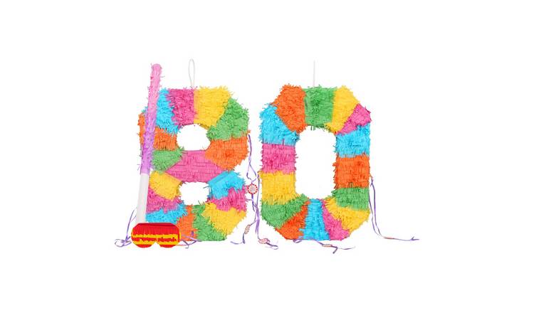 Fax Potato 80th Birthday Pinata Set with Stick & Blindfold - Pink Stick