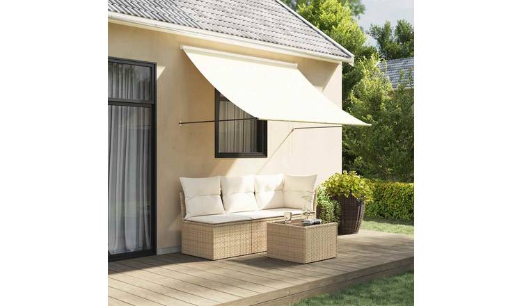 Walplus Polyester Retractable Awning - Cream - 250x150 cm - 250 x 150 cm