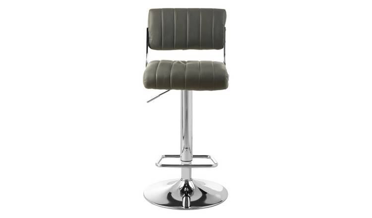 Orsina Stockholm Faux Leather Adjustable Bar Stool – Grey & Chrome
