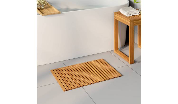Walplus Acacia Wood Bath Mat - Brown - 60 x 40 cm
